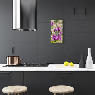 Glass Kitchen Clock Flowers