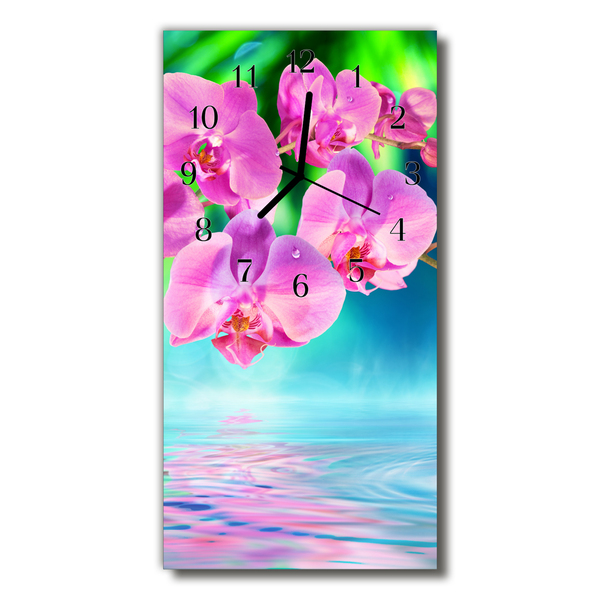 Glass Kitchen Clock Orchids