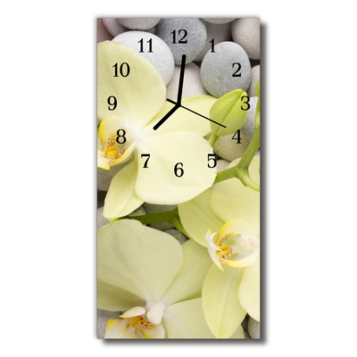 Glass Kitchen Clock Orchids stones