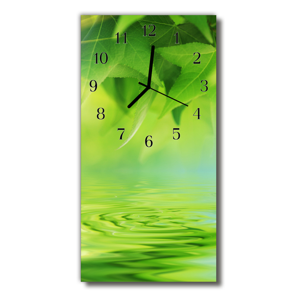 Glass Kitchen Clock Leaves of water