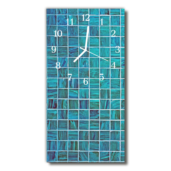 Glass Kitchen Clock Blue tiles