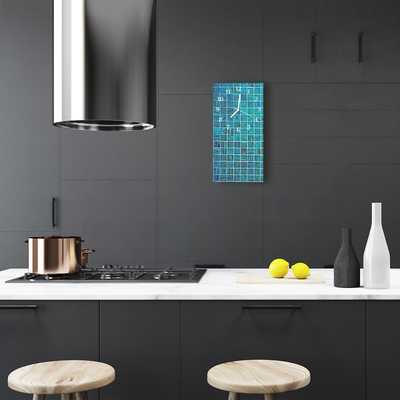 Glass Kitchen Clock Blue tiles