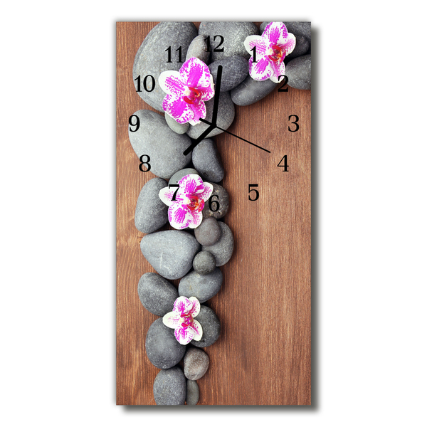 Glass Kitchen Clock Orchid stones