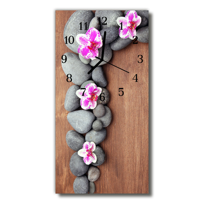 Glass Kitchen Clock Orchid stones