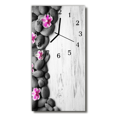 Glass Kitchen Clock Orchid stones