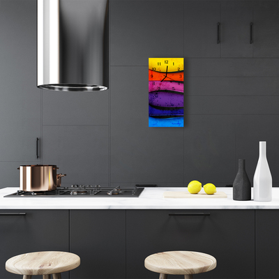 Glass Kitchen Clock Colorful stripes
