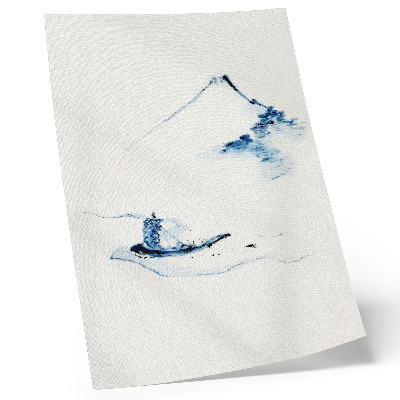 Poster Man in a Small Boat on a River with Mount Fuji in the Background (1830–1850) by Hokusai