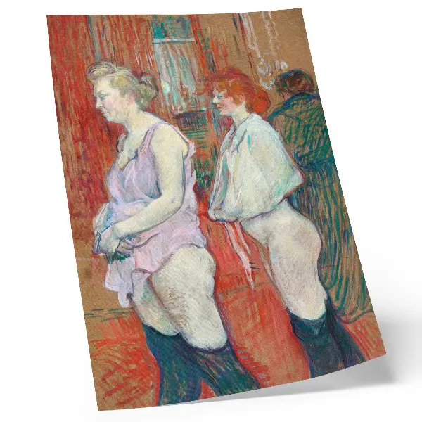 Poster featuring the high-resolution painting Rue des Moulins from 1894 by Henri de Toulouse-Lautrec