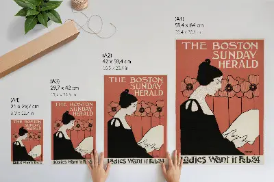 Woman Reading a Newspaper in Art Nouveau Style by Ethel Reed art print