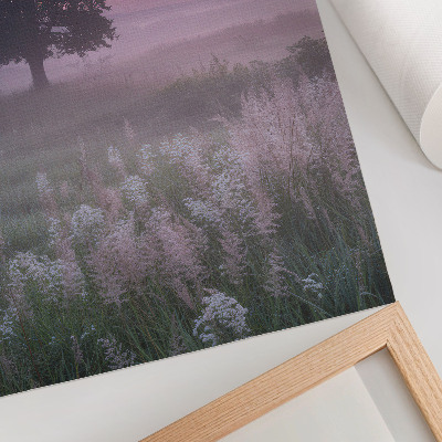 Art print Lonely tree in the fog, pastel colors of the sky
