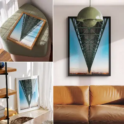 Premium wall art truss bridge structure with modern symmetry