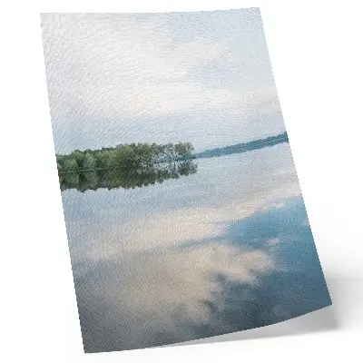 Decorative poster calm water landscape with sky and tree reflections