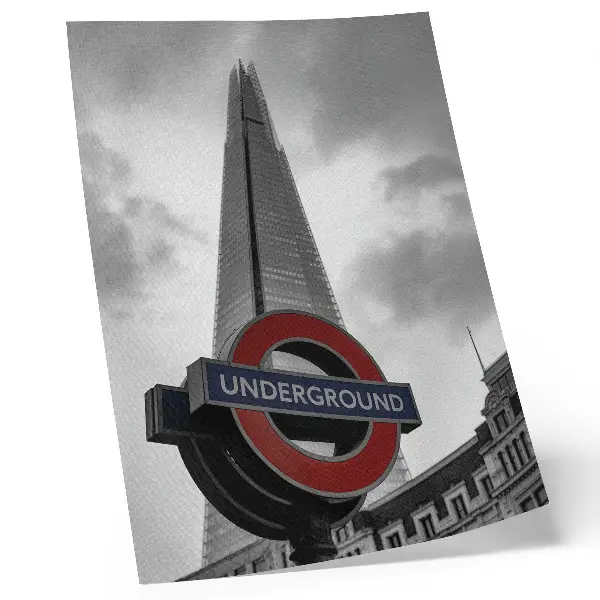 Modern skyscraper metro sign minimalist composition poster