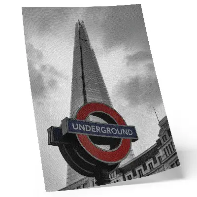Modern skyscraper metro sign minimalist composition poster