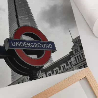 Modern skyscraper metro sign minimalist composition poster