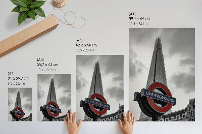 Poster Modern skyscraper metro sign minimalist composition