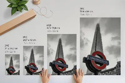 Modern skyscraper metro sign minimalist composition poster
