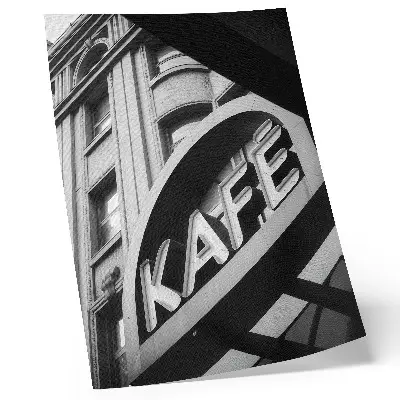 Decorative poster nostalgic inscription on the building's facade