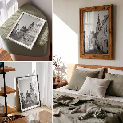 Premium wall art featuring historic buildings with elegant architectural details