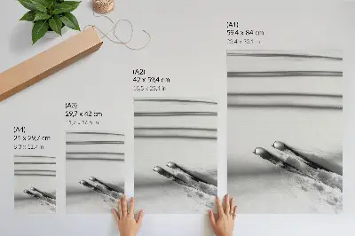 Decorative poster minimalist print with white and gray ski shadows