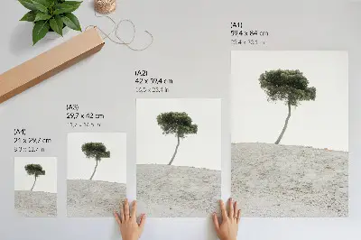 Lonely tree on a light background poster minimalist design