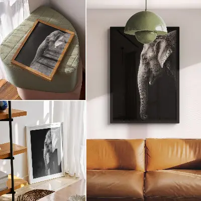 Elephant profile decorative poster monochrome portrait