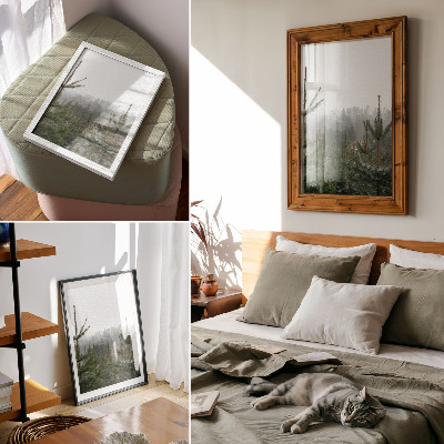 Art print Green pines, fog, subtle depth, relaxing atmosphere