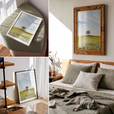Premium wall art A tree on a hill in a yellow field