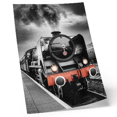 Decorative poster A powerful and classic black and white steam locomotive