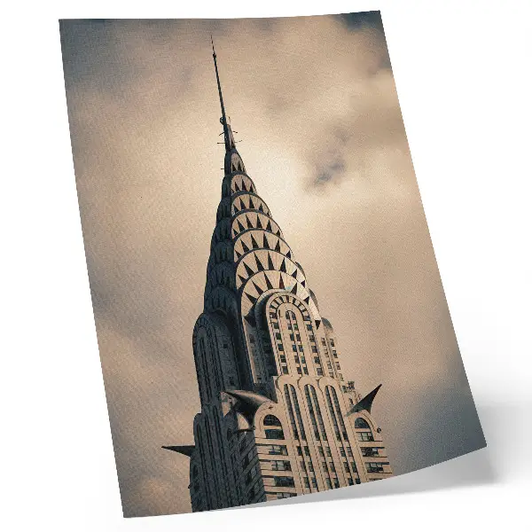Poster an elegant tower with visual symmetry and architectural forms