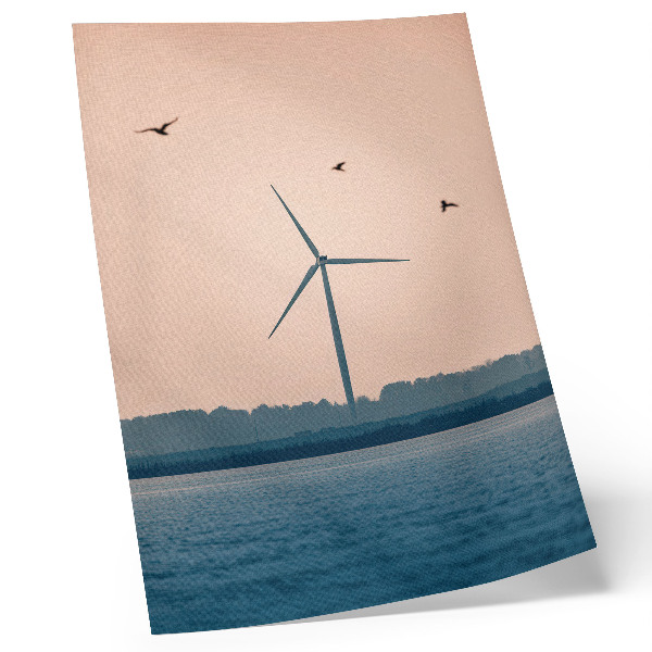 Art print A windmill surrounded by nature and birds