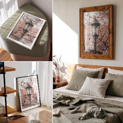 Decorative poster Pink trees black lantern nostalgic atmosphere