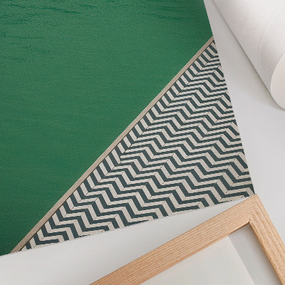 Art print Green with a geometric black and white pattern
