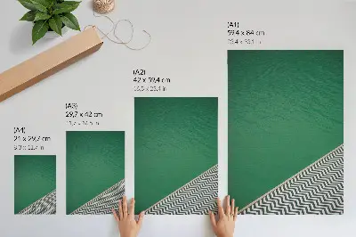 Art print with a green geometric black and white pattern