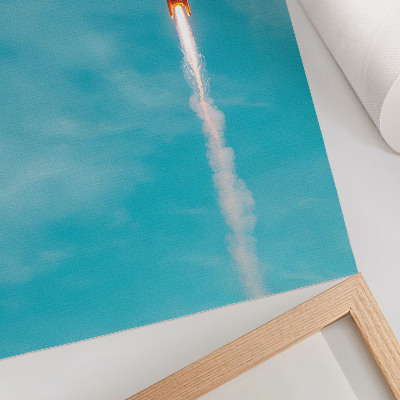 Decorative poster A rocket rising into the blue sky