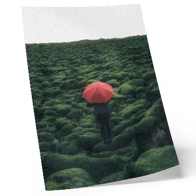 Poster featuring dominant greenery with a peaceful and mysterious contrast