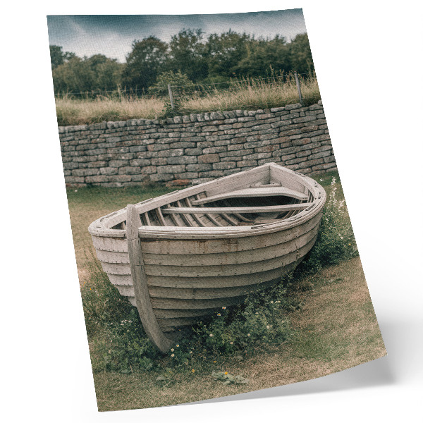 Decorative poster Abandoned boat grass wall nature peace