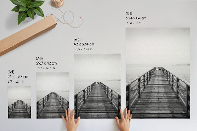 Art print Black and white pier calm water minimalist landscape