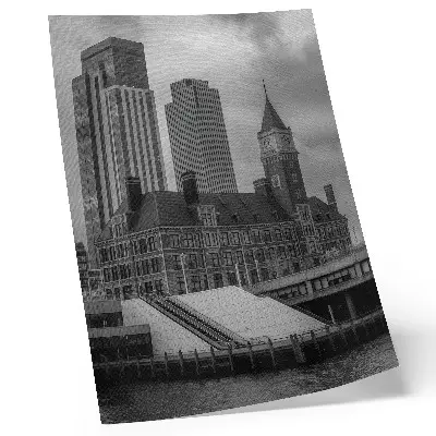 Premium wall art featuring high-rise and historic buildings with color contrast