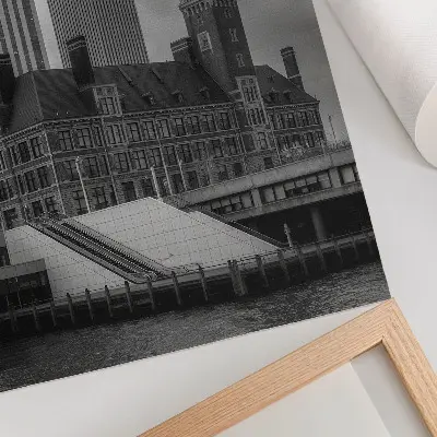 Premium wall art featuring high-rise and historic buildings with color contrast