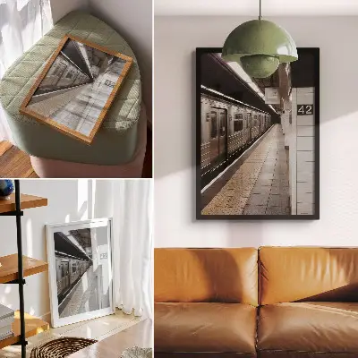 Poster modern metro platform in a dynamic architectural space