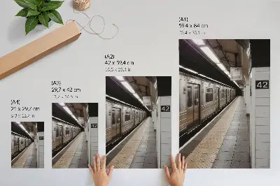 Poster modern metro platform in a dynamic architectural space