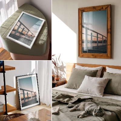 Premium wall art Balustrade water sunset harmonious composition