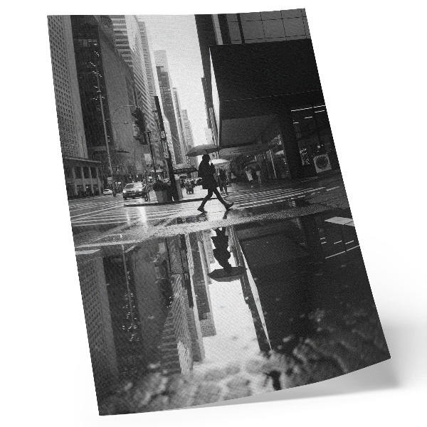 Decorative poster Modern city graphics black and white rain