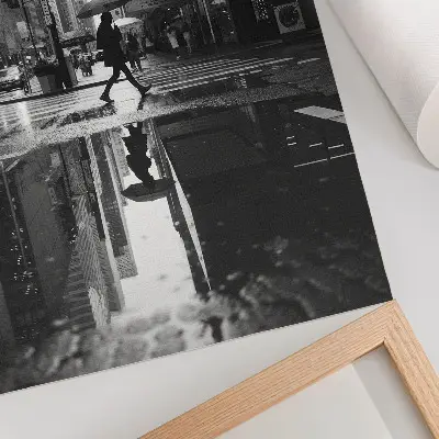 Decorative poster modern city graphics in black and white rain