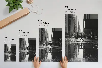 Decorative poster modern city graphics in black and white rain