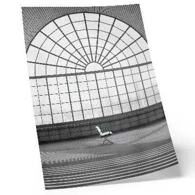Premium wall art large arched window with a minimalist chair