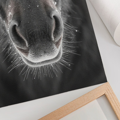 Premium wall art Photorealistic close-up of a horse's face in the snow
