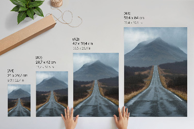 Art print Cloudy mountains, rough road, peaceful atmosphere