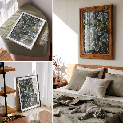 Premium wall art Green leaves with white frost on the edges